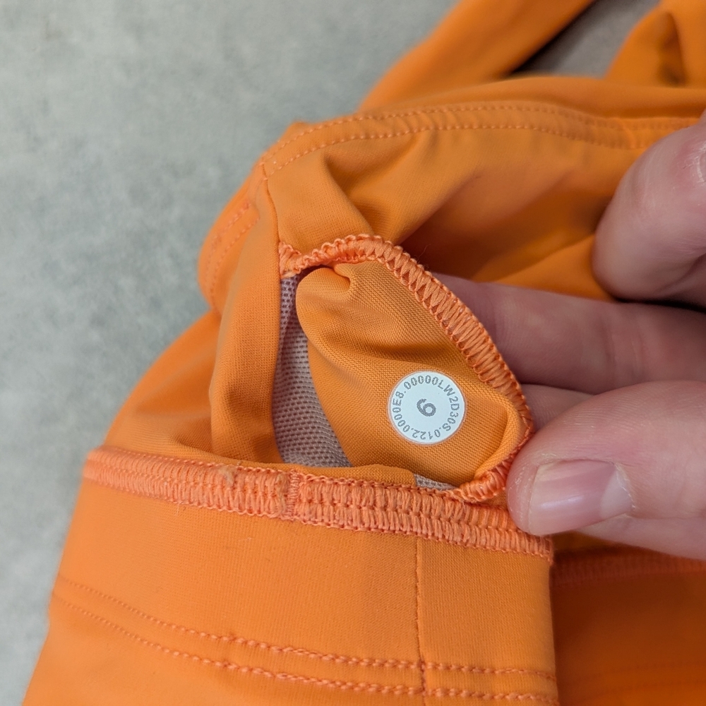 Lululemon Mesh-Back Train Bra Orange High Neck Racerback Crop Top Size 6 - Picture 4 of 9